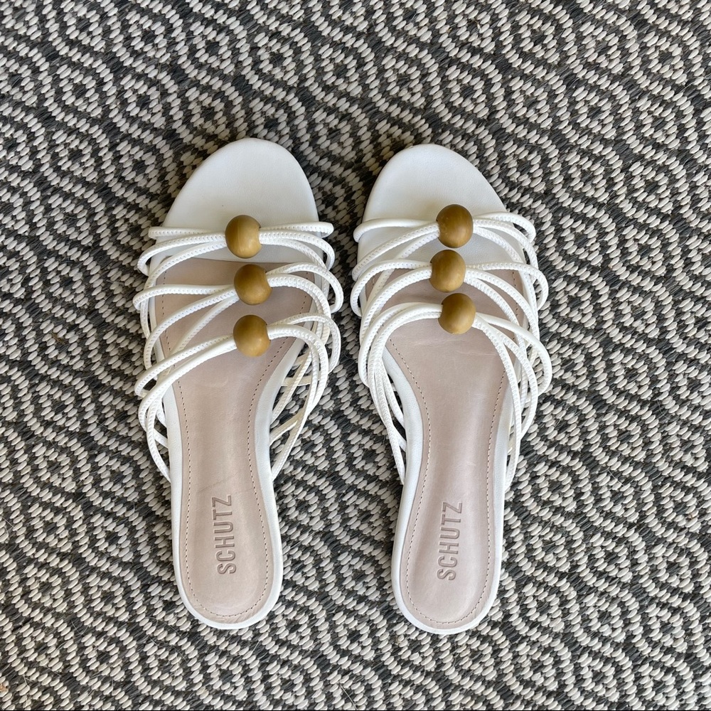 Schutz White Aster Strappy Sandals